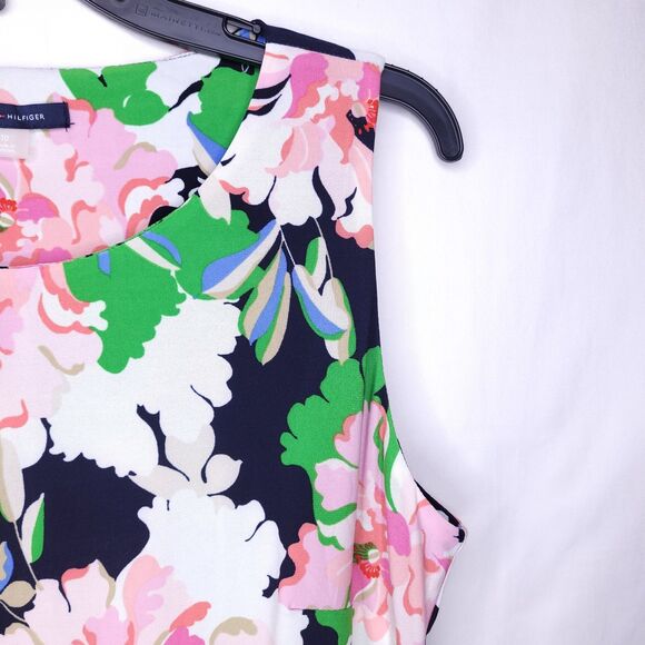 Tommy Hilfiger Dress 10 Floral Pink, Green Shift Sleeveless - Picture 4 of 10